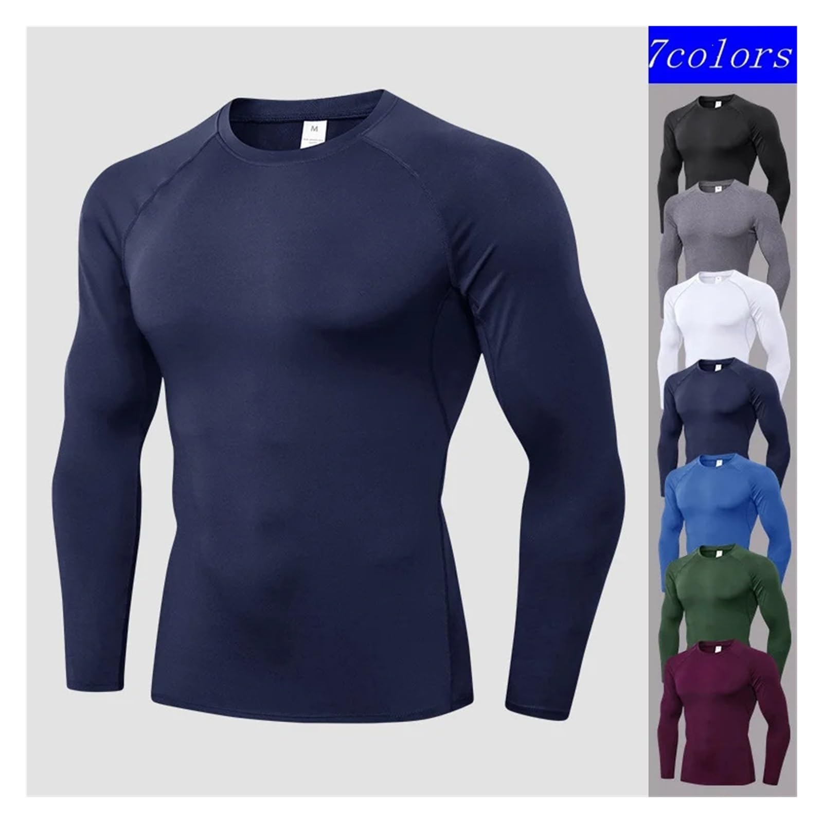 Camisas de compresión for Hombre, Camiseta Manga Larga for Entrenamiento, Gimnasio, Camisetas for Correr, Deportivas Capa Base Deportiva Fresca y Seca