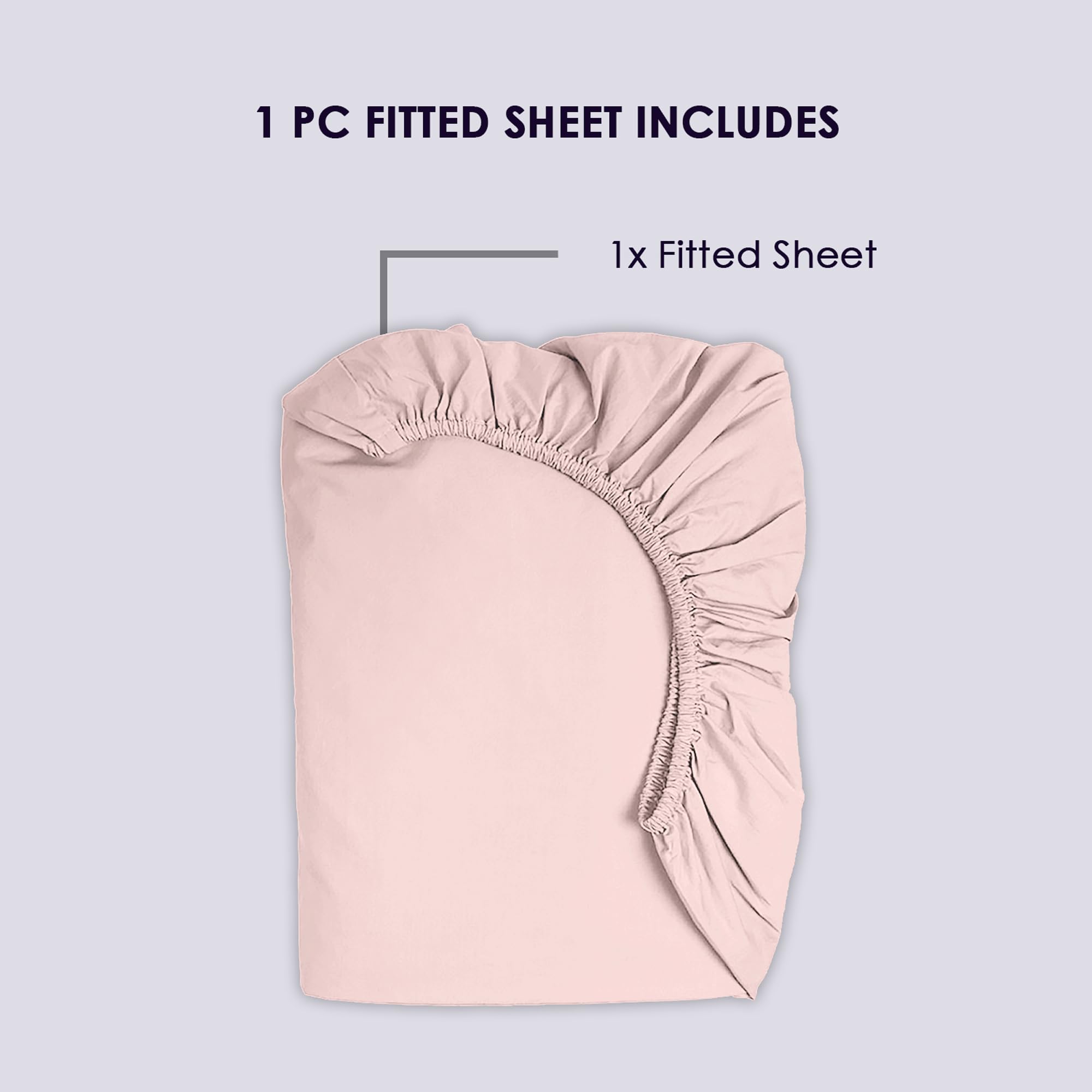 Pizuna Luxury Cotton Single Bed Fitted Sheet Light Pink - Image 4