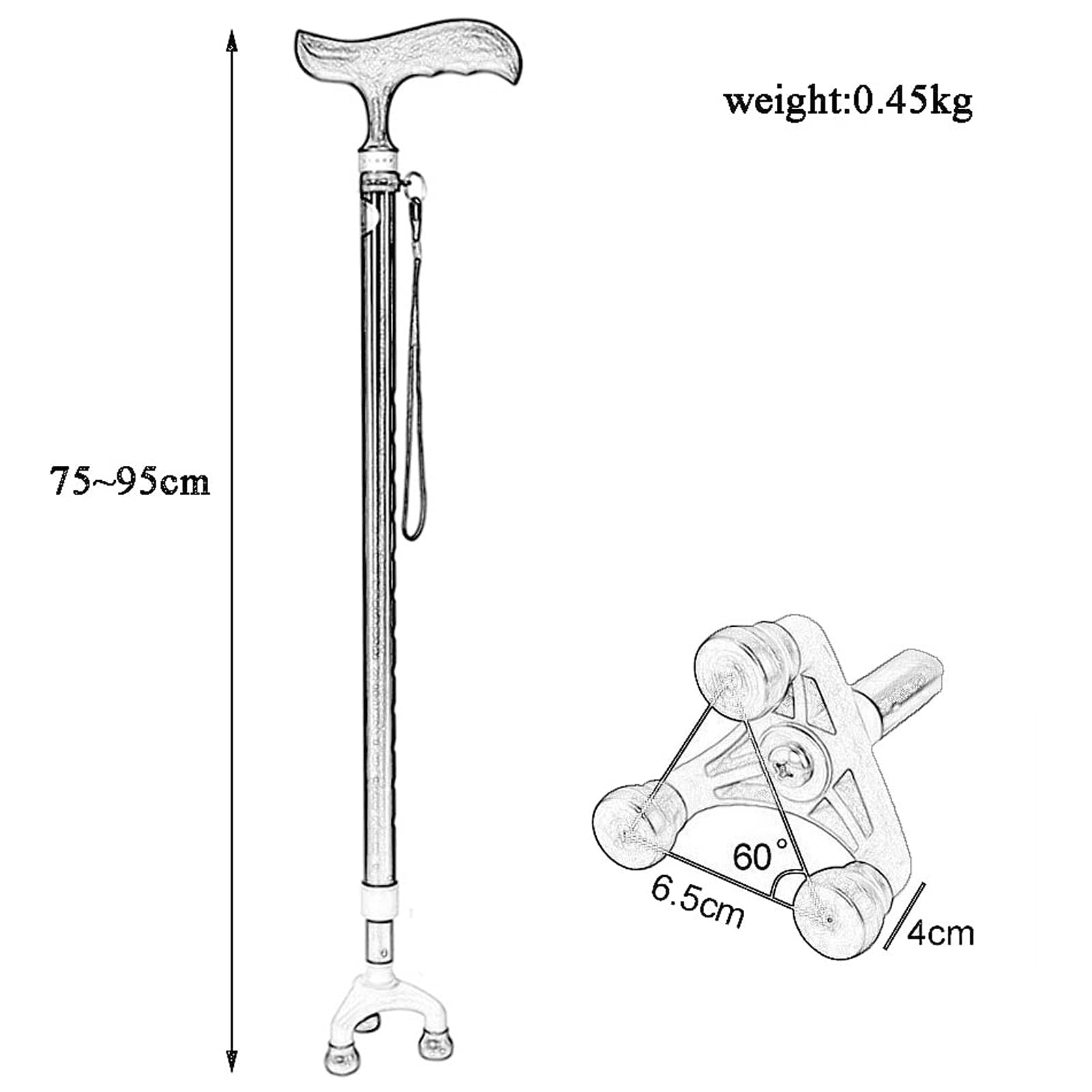 Cane plegable, bastón plegable ligero para hombres y mujeres, caminar bastón de bastón ajustable y duradero para viajes portátiles, equilibrio, equilibrio, ayuda de movilidad con mango ergonómico, cuá