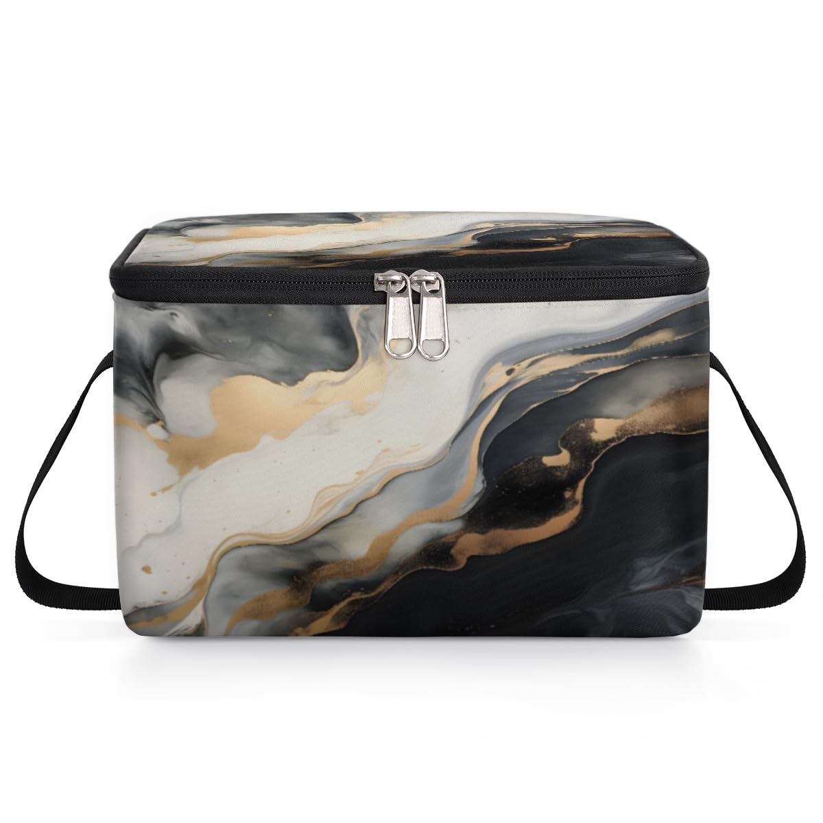 GzLeyigou Liquid Marbling Lunch Bags for Women Men 9 Cans, Hot & Cold Food Delivery Bag Insulated Grocery Bag Insulated Lunch Box Ink Paint Abstract Cooler Bag for Office Work Picnic Beach