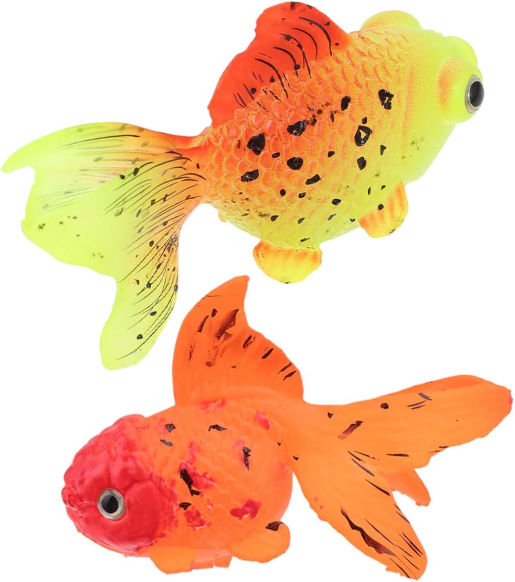 2Pcs Floating Fake Goldfish Decor for Fish Tank Artificial Fish Model Creative Wear-Resistant Goldfish Figures for Aquarium Decoration