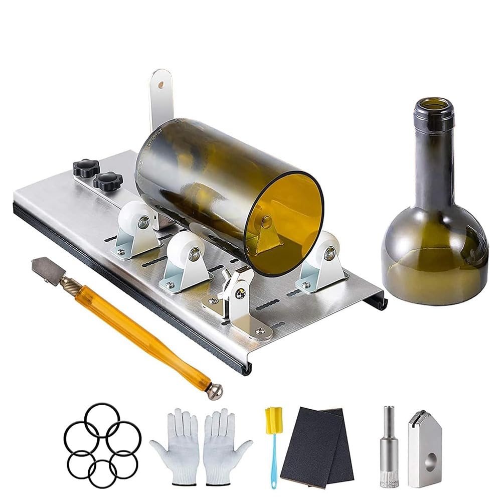 Jnchdghwa As Shown Upgraded Glass Bottle Cutter- Glass& Bottle Cutting Tool Kit For Round Wine, Beer, Whiskey, Liquor, Champagne