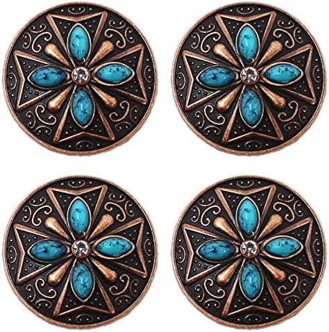 CHALLENGER 1" Set of 4 Conchos Western Saddle Tack Copper Stone Rhinestone CO529
