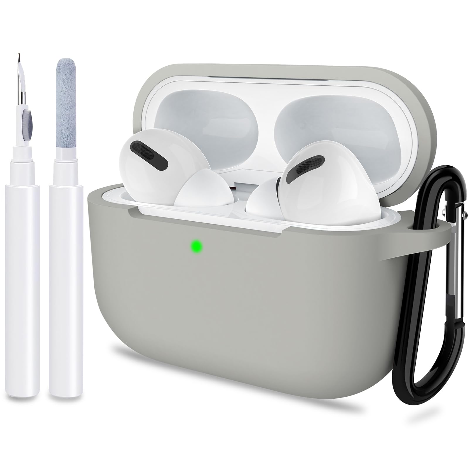 ATUAT for AirPods Pro 2nd Generation Case Cover, Protective Silicone Skin Accessories with Keychain for Women Men for Apple AirPods Pro Gen 2(2022), Front LED Visible-Grey