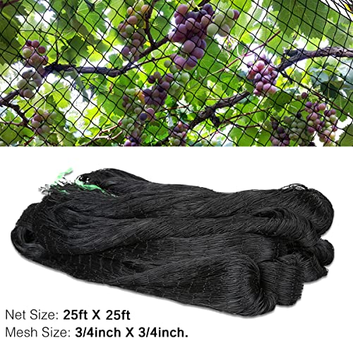 Ogori 25' X 25' Bird Netting Heavy Duty Nylon 3/4" Mesh Garden Netting Protect Fruit Trees, Plants And Vegetables #TOP1