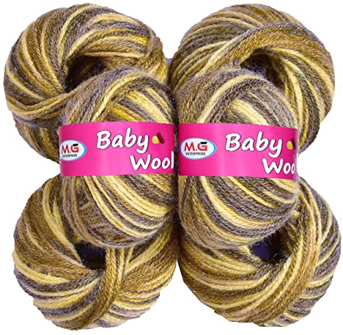 Image of M.G ENTERPRISE Premium Wool 100% Acrylic Wool Multi Mustard (12 pc) Baby Wool M /G Wool Ball Hand Knitting Wool /Art Craft Soft M /G Fingering Crochet Hook Yar PE