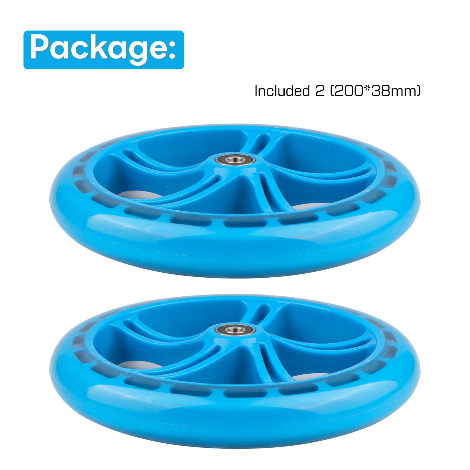Lot de 2 roues de rechange pour trottinette Razor A5 - En polyuréthane - 200 mm - Pour enfant et adulte - Bleu