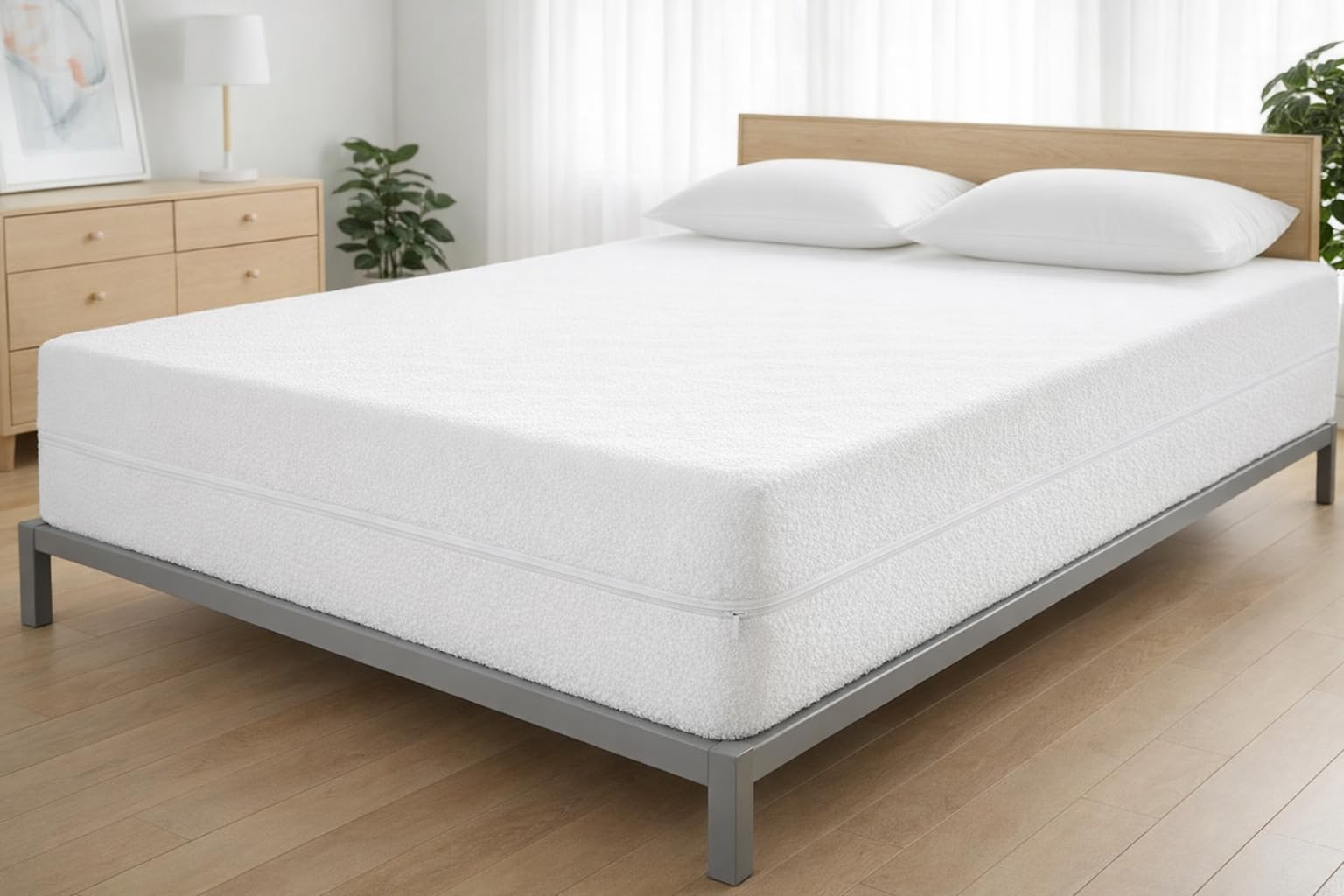 Coprimaterasso impermeabile con cerniera, ipoallergenico, extra profondo, con cerniera a 360°, lavabile in lavatrice e facile da pulire (bianco, 1,2 m)