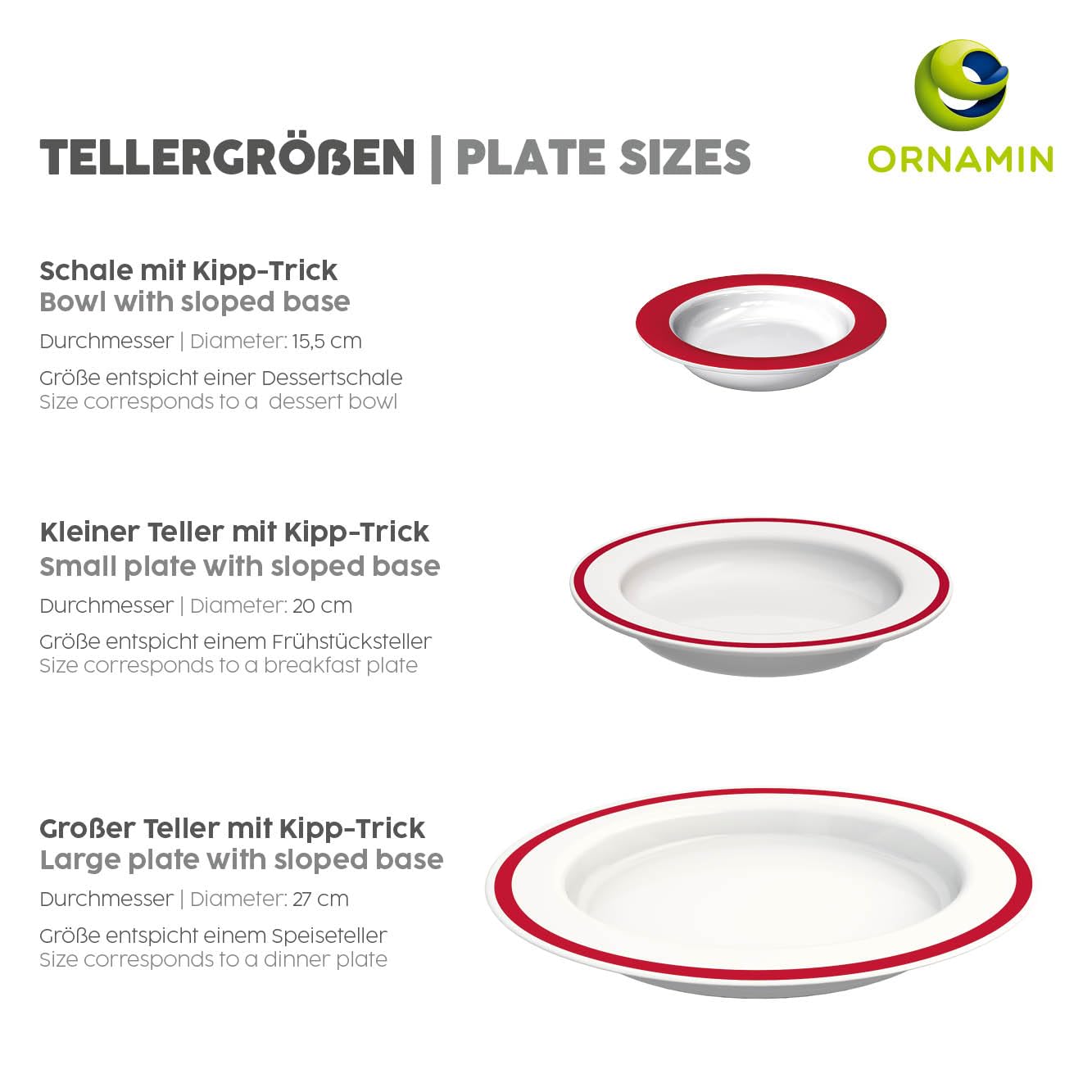 Ornamin Teller mit Kipp-Trick (M902) klein | Spezial-Esshilfe für Erwachsene bei Demenz & Parkinson | Barrierefrei | Antirutsch-Ring | Inklusion (brombeer)