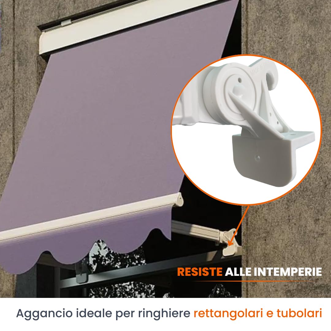 Braccetti per Tende da Sole Esterne in PVC Bianco 50 cm Regolabili 180° 1 Coppia