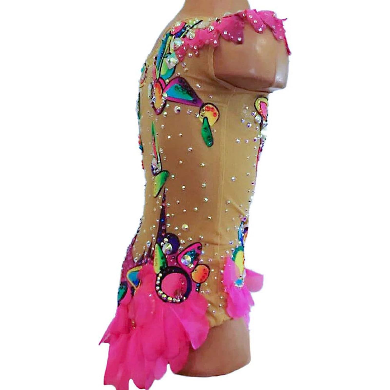Body da ginnastica ritmica for donna senza maniche con strass lucidi for ragazze body da balletto sfumato
