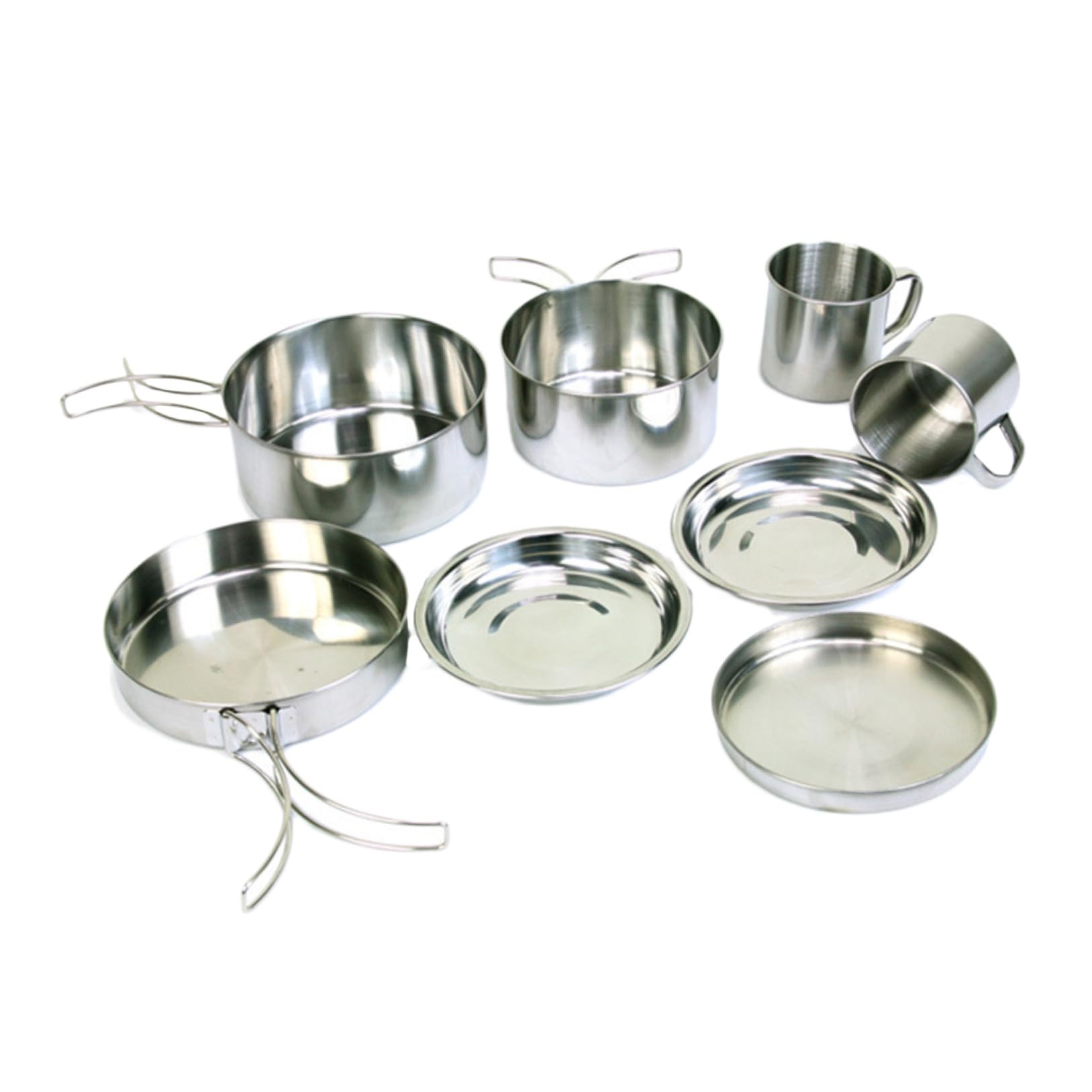 Set Stoviglie Campeggio 8 Pezzi in Acciaio Inox Portatile