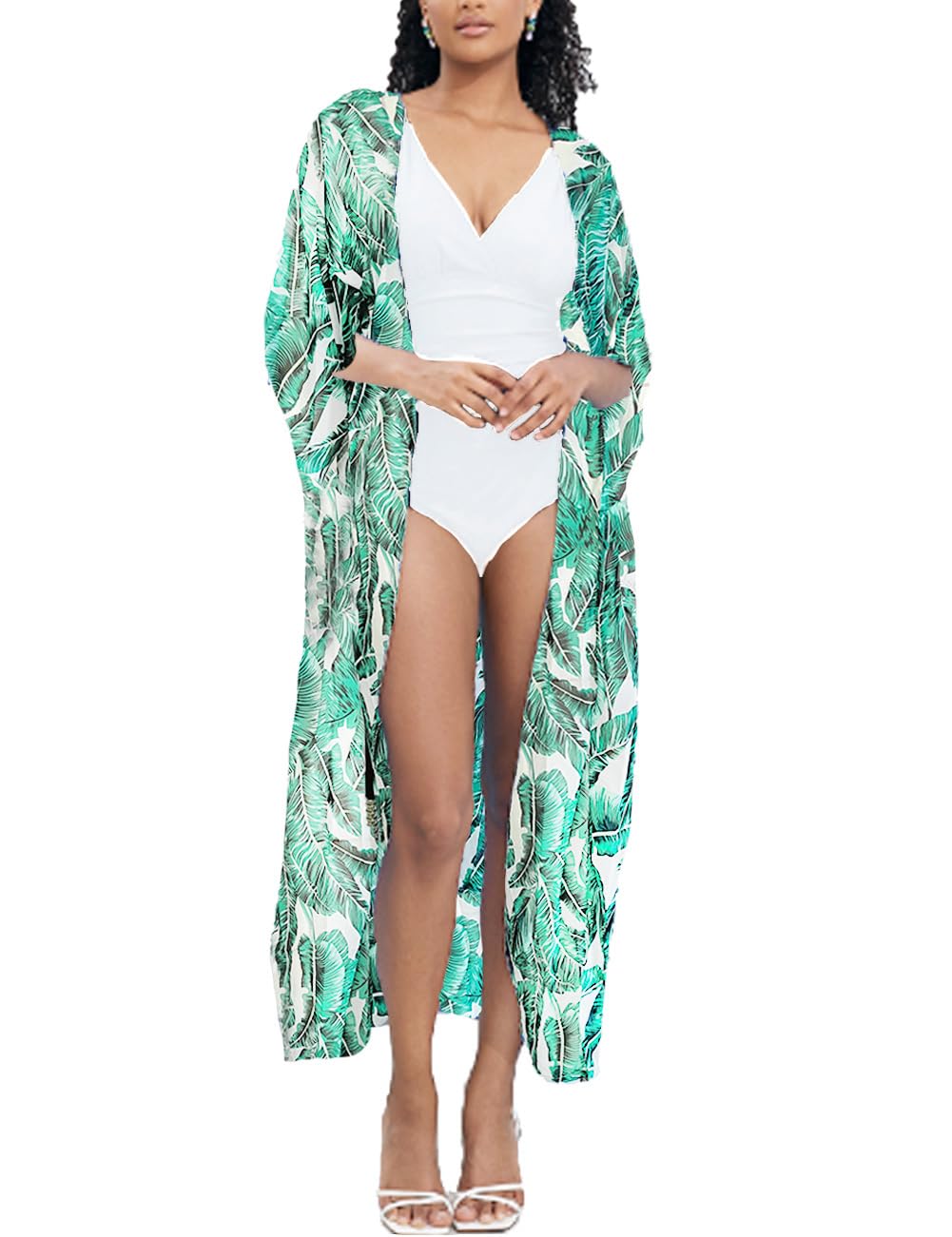 Tyidalin Kimono Cárdigans Mujer Playa Vestido Boho Estampado Largo Verano Gasa Talla Grande Bohemio Túnica Pareos