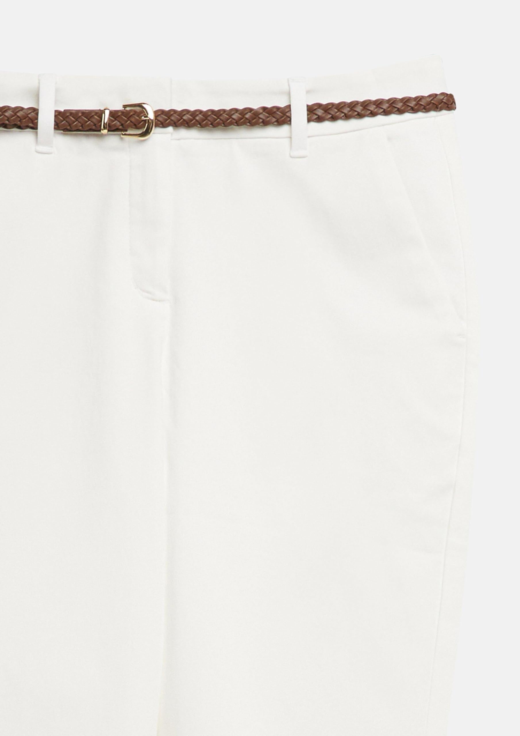 Comma Damen Hose Chino mit Flechtgürtel
