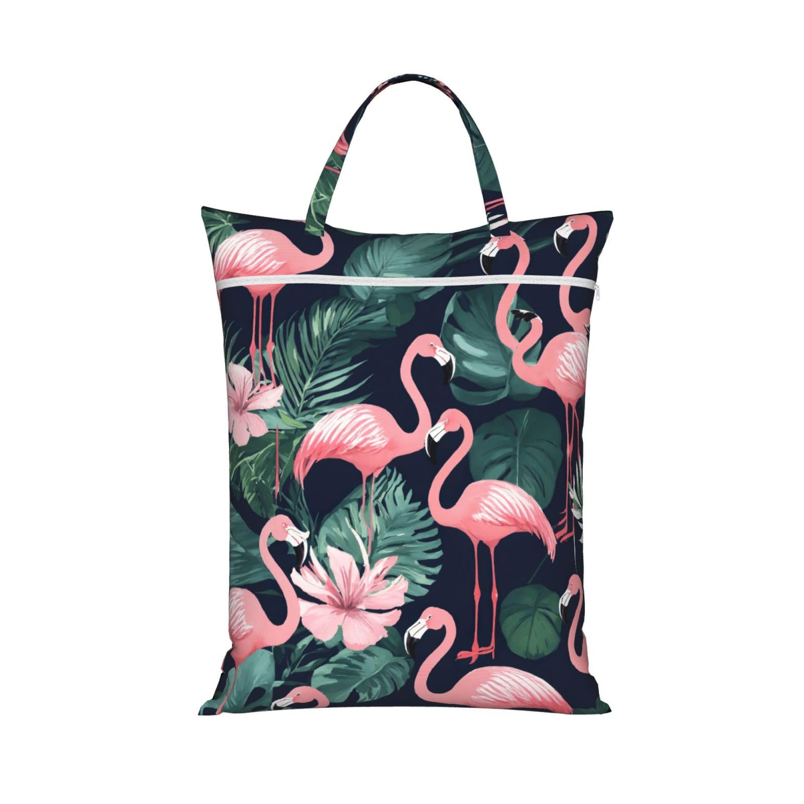 Pphgut 1 Pc Pink Flamingo Print Travel Laundry Bag Portable Dirt Clothes Bags Daily Hiking Camping Vacation