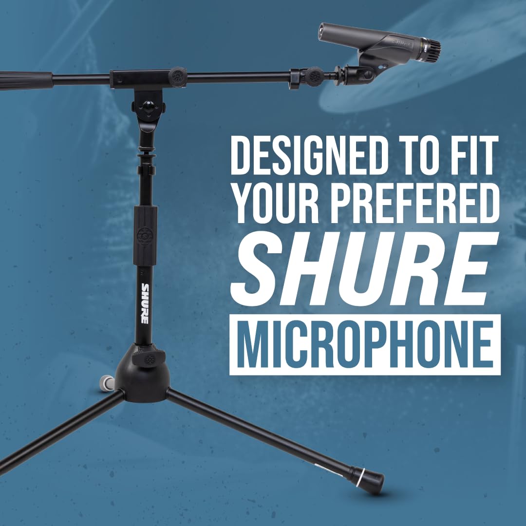 Shure by Gator Niedriger Mikrofonständer mit Galgen für Bass-Drums und Verstärker, schwarz (SH-TRIPODSTANDLP)