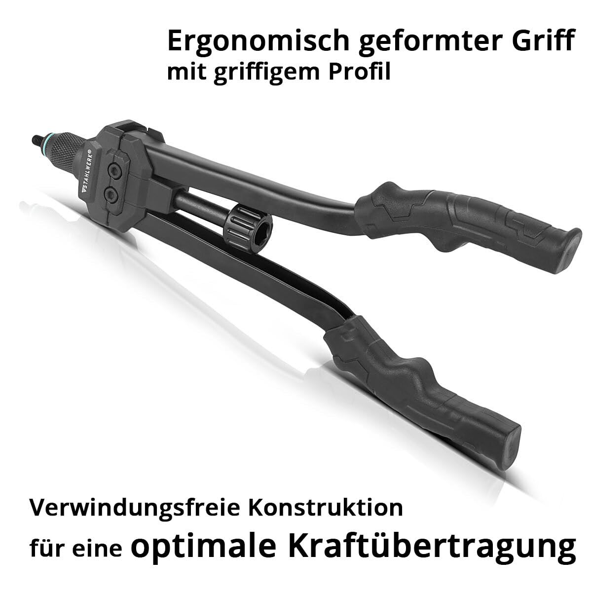STAHLWERK Blindnietzangen-Set mit 70 Nietmuttern & stabilem Transportkoffer (NZ-16 ST) – Nietmutternzange mit 7 Wechsel-Gewindedornen (M3–M12), robuste Hebelnietzange für Metall, Kunststoff & GFK
