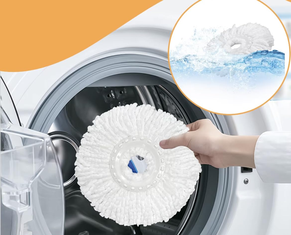 EDRAN Serpillère Seau Essoreur Mop INOX – Lavage Sol, Système d'essorage Manuel activé par Le Manche Serpillière Microfibre 100%