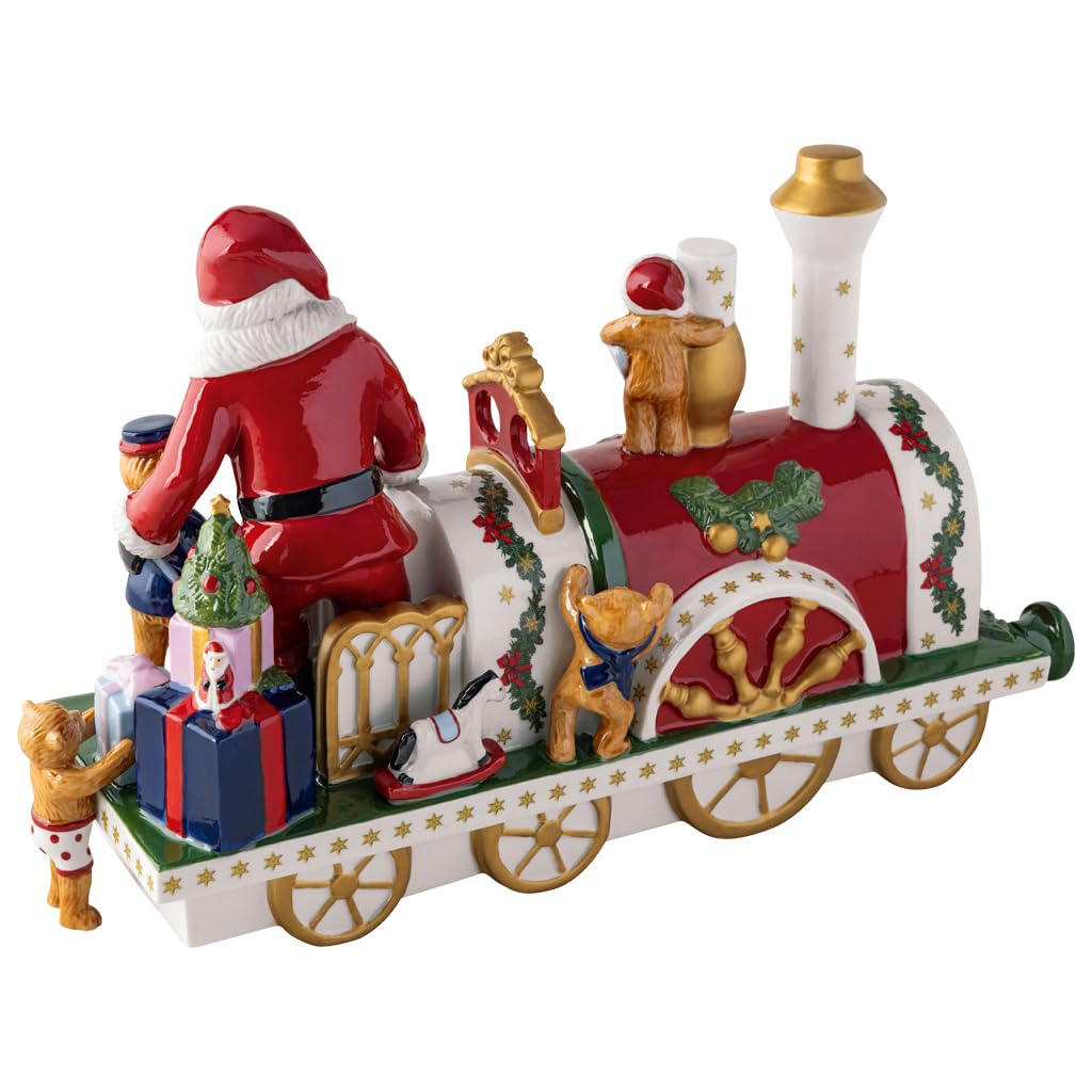 Villeroy & Boch - Christmas Toy's Lokomotive Bunt, Weihnachten, Weihnachtsdekoration für Innen, Figur für Tisch, Regal und Fensterbank, Dekofigur, Winterdekoration, Porzellan