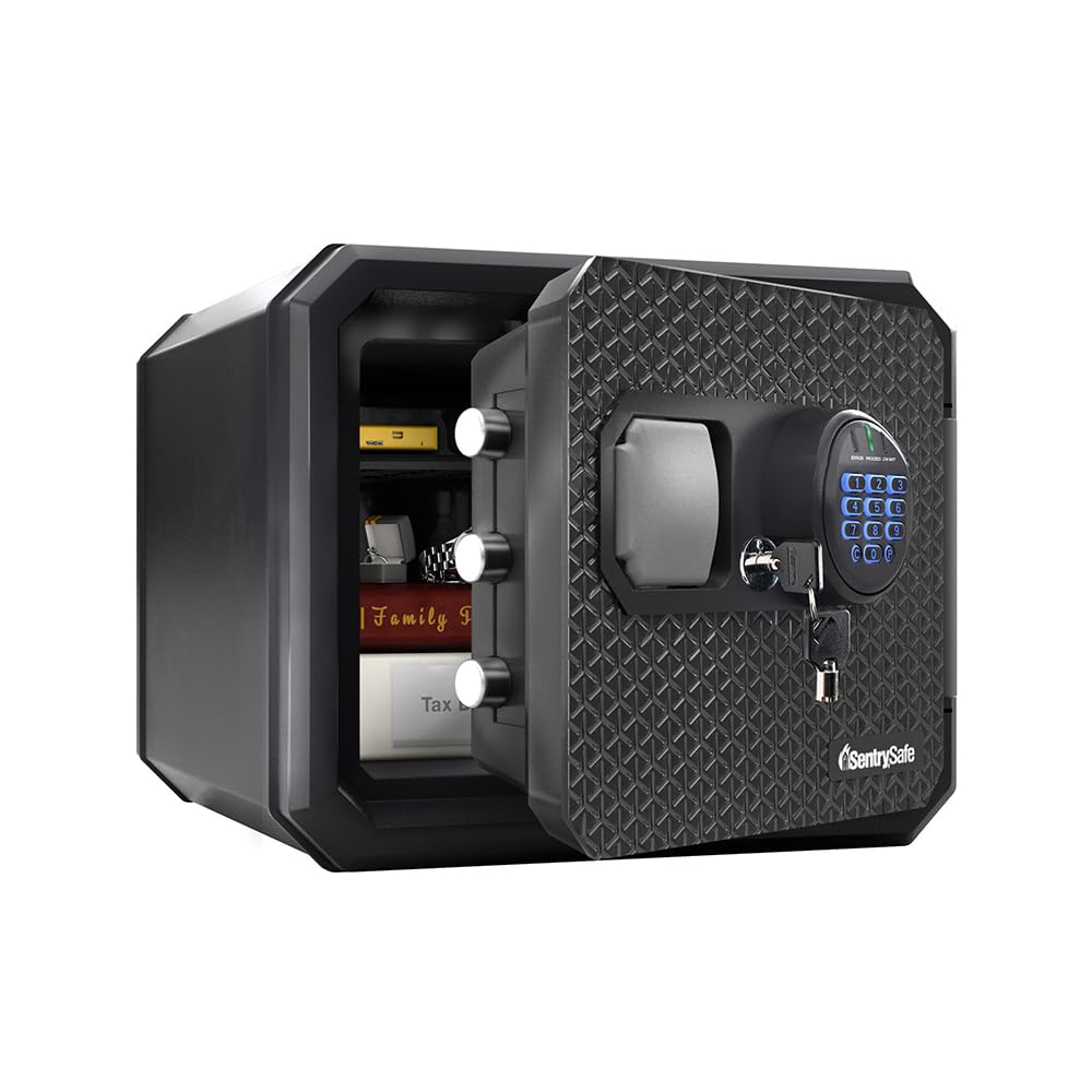 SENTRY JPW082HSB Premium CROSS Emergency Unlocking Key Numeric Keypad Fireproof Waterproof Safe Safe for Home Use, UL Listed, 1 Hour, Fireproof, Water Resistant, 6.9 gal (22.9 L), A4 Numeric Keypad