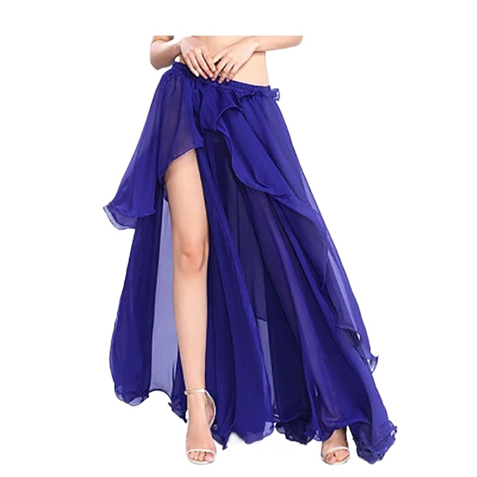 Faldas amplias y vaporosas, Falda de práctica Danza del Vientre for Mujer, Gasa, Azul, Morado