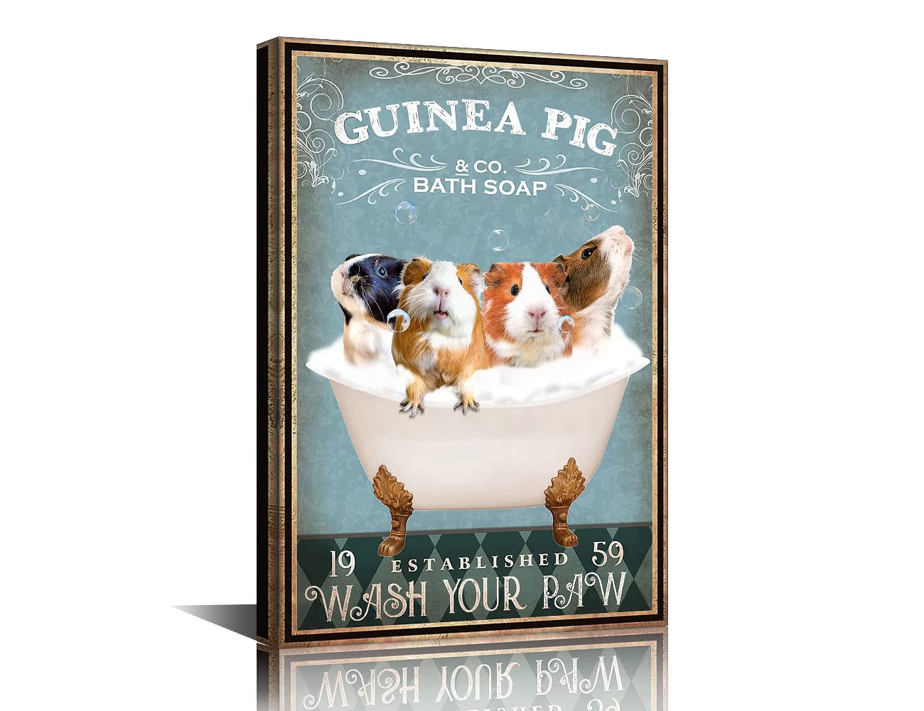 Pig Poster Canvas Wall Art Guinea Pig Lovers Gifts Guinea Pig Canvas Wall Art Print for Living Room Bedroom Bathroom Room Office Wall Decor Stretched and Framed Ready to Hang