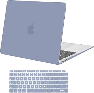 MOSISO Compatible with MacBook Air 13 inch Case 2022 2021 2020 2019 2018 Release A2337 M1 A2179 A1932 Retina Display with Touch ID, Plastic Hard Shell Case & Keyboard Cover Skin, Lavender Gray