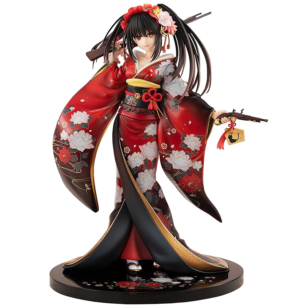 Zhongkaihua DATE A LIVE Tokisaki Kurumi Figure - 23cm Red Kimono Style Figurine Anime Pvc Statue Home Desk Ornament Christmas Decoration Gift for Fan