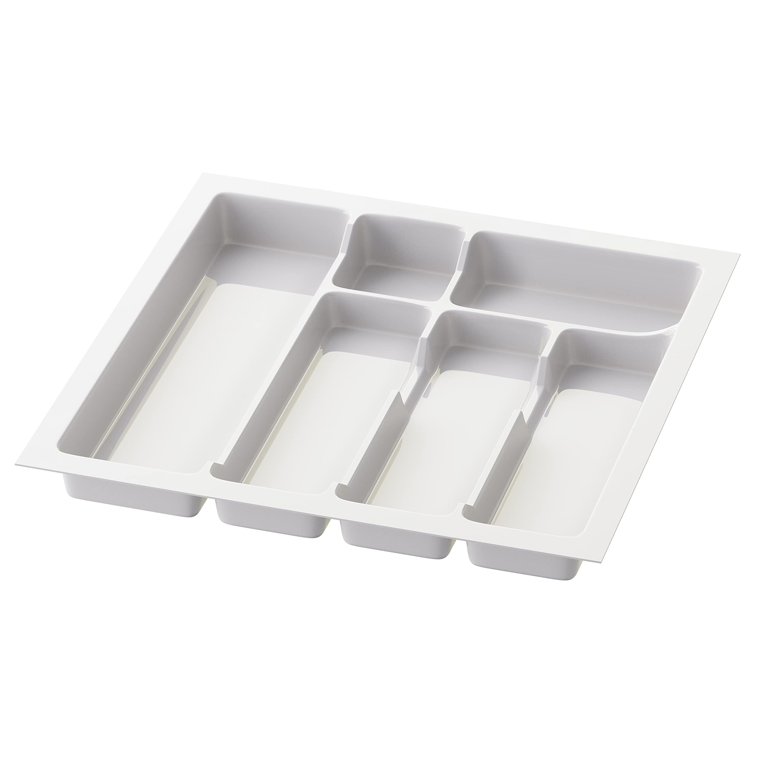 sossai® Divio bestekbak voor laden 40 cm | breedte 33 cm x diepte 49 cm | kan op maat gesneden worden | met 6 vakken | kleur: wit | besteklade organisatiesysteem