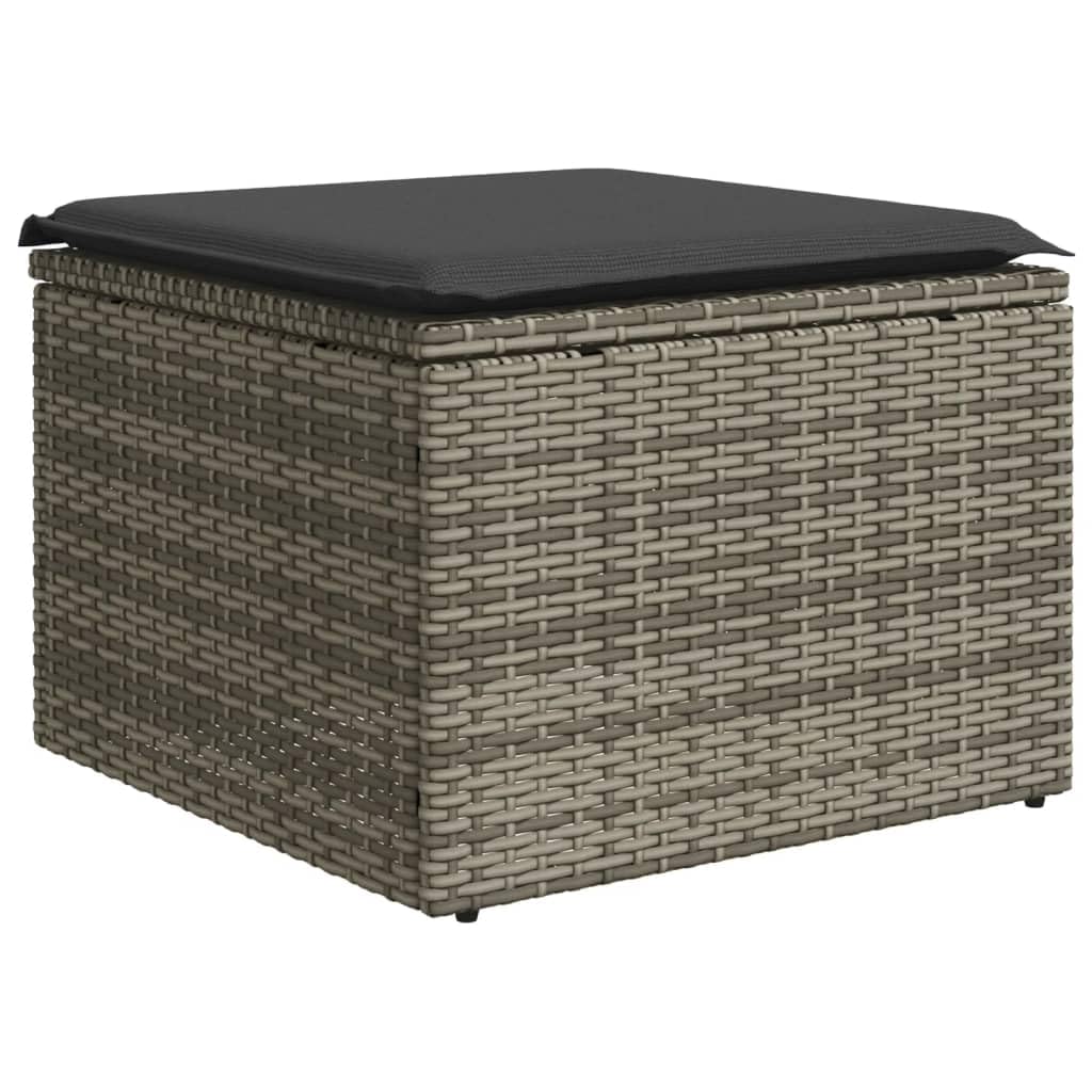 Set Divano da Giardino 5 pz Polyrattan Modulare con Cuscini Grigio | Salotto componibile da esterno per cortile o terrazza, dotato di sedute accoglienti con cuscini imbottiti e sfoderabili.