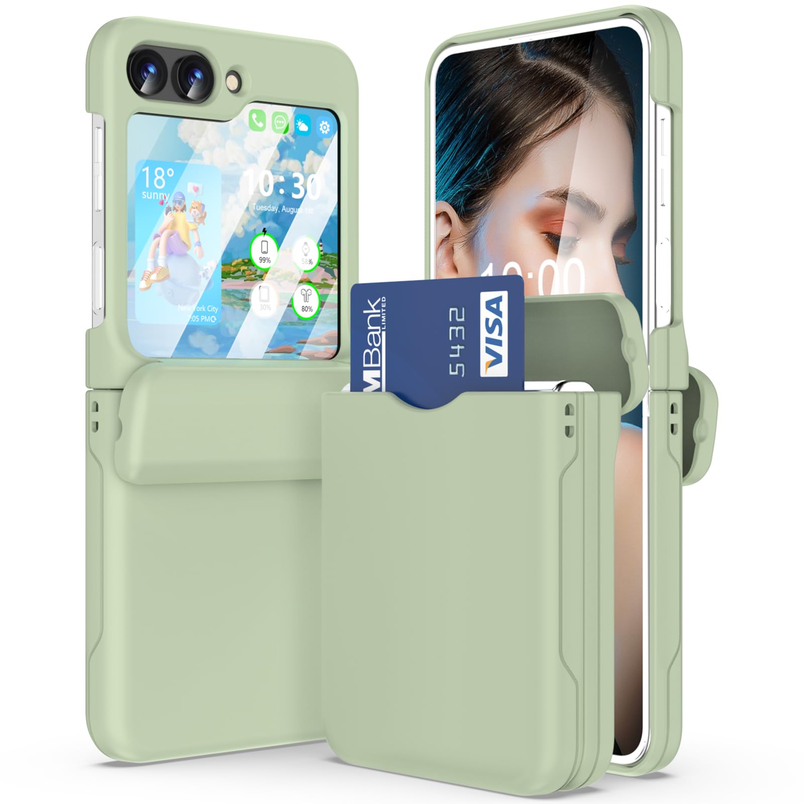 DAKORIE for Samsung Galaxy Z Flip 6 Case with Hinge Protection Shockproof with Credit Card Holder ID Card Protective Cover Flip Z 6 Phone Case for