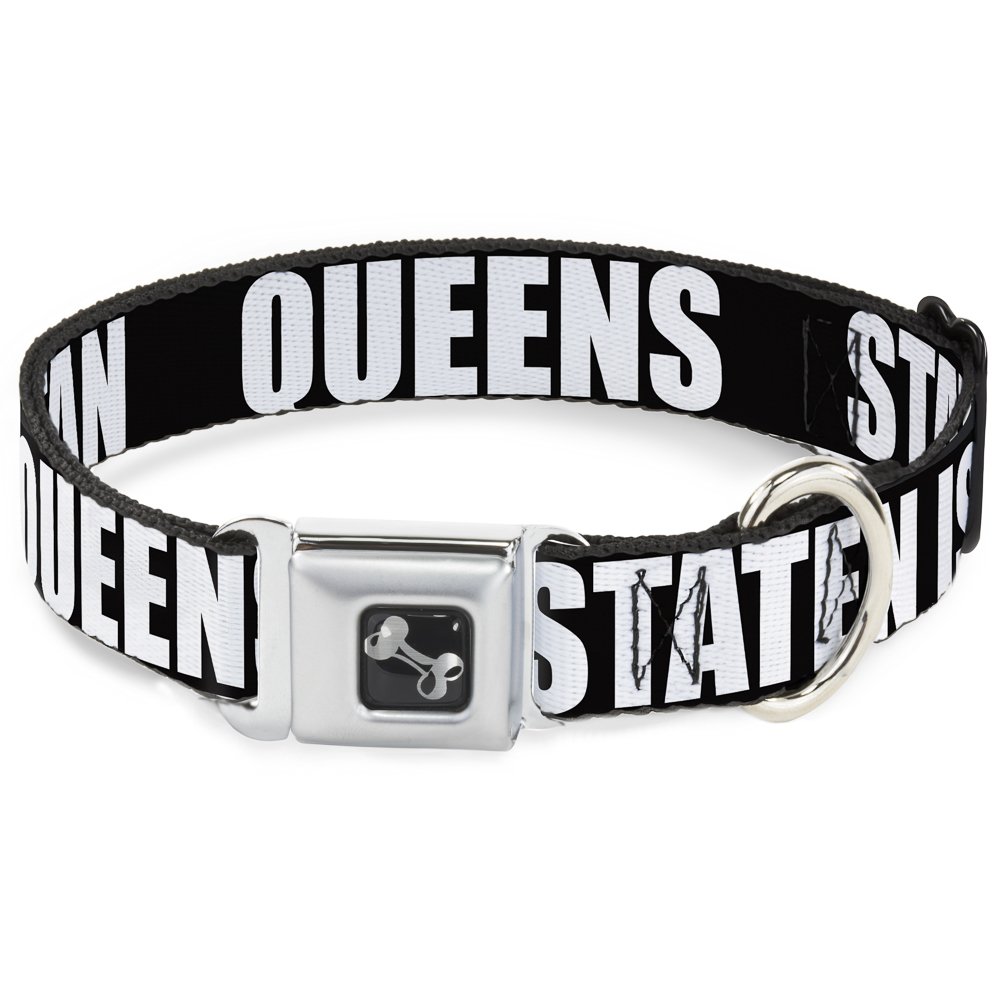 Collier de chien Buckle Down New York Medium noir et blanc en forme d'os
