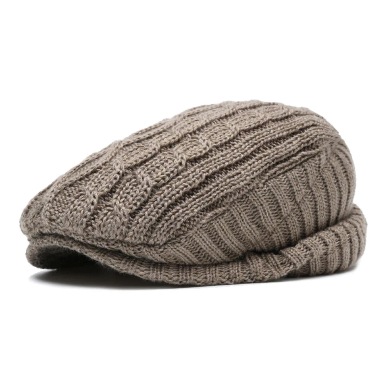 Casquettes Bonnets Chapeaux Bonnet Tricoté Bonnet Chapeau Béret Tricoté pour Femme, Bonnet d'hiver en Coton Confortable avec Doublure, Coupe Ample pour L'Automne Et l'hiver, Casquette Élégan