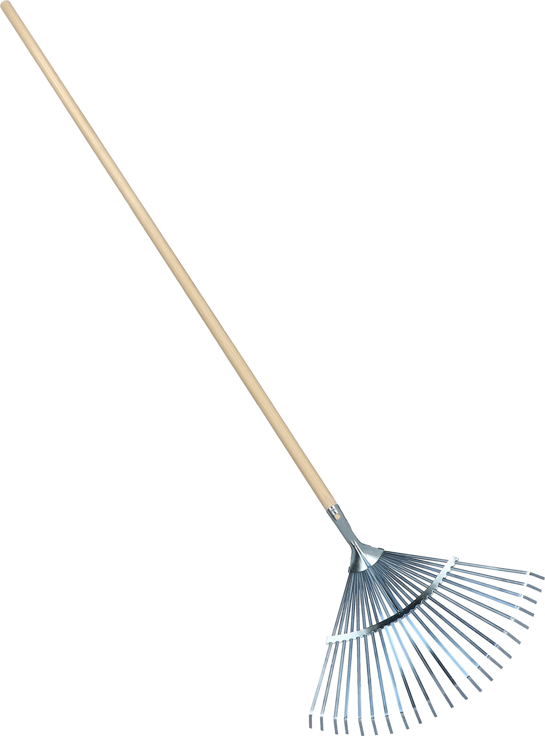 KOTARBAU® Rastrillo Jardín - Acero - 45 cm - Regulable - Rastrillo Hojas Jardín - con Mango 183 cm - Herramienta Robusta para Jardinería - Plateado y Madera Natural