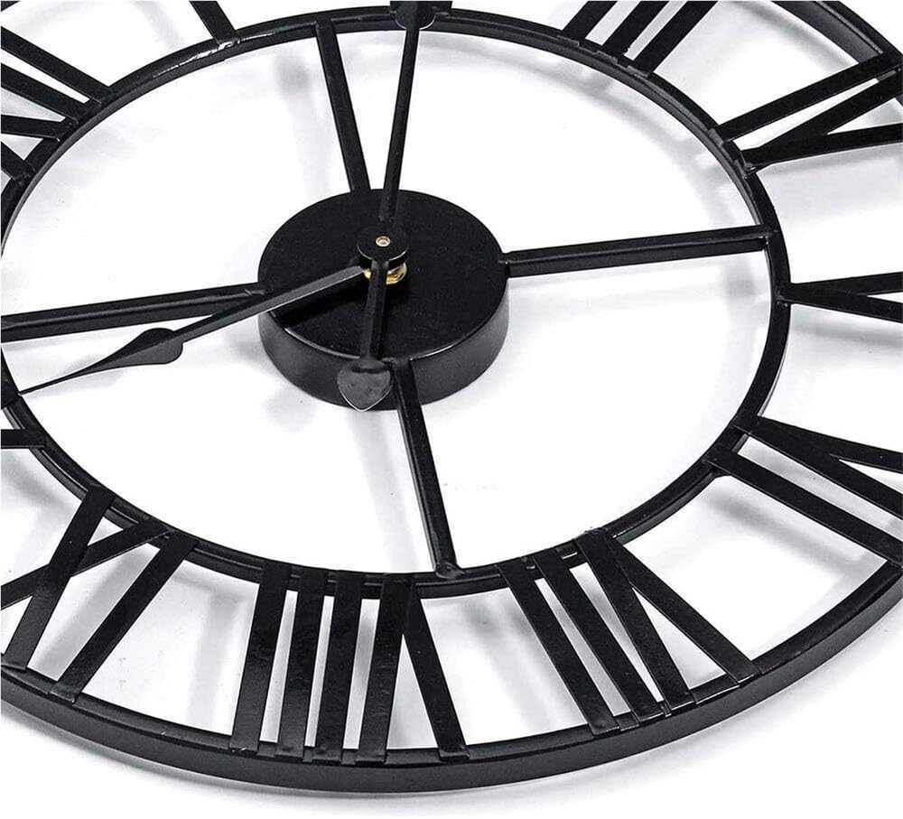 Duży zegar ścienny 84 cm, cichy metalowy okrągły zegar ścienny z cyframi rzymskimi wodoodporny do użytku na zewnątrz, do salonu, kuchni i sypialni (80 cm / 31,5 cala)