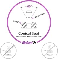 Vista 3 de MCGARD 24538 Chrome Cone Seat Wheel Lock (1/2"-20 Thread Size) - Set of 5