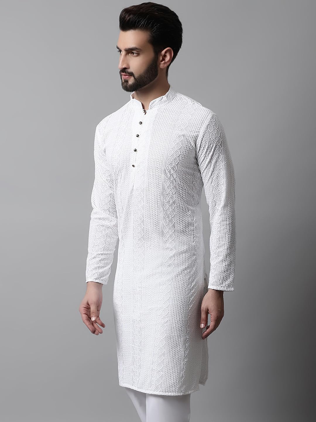 Jompers Men's Embroiderd Kurtas (White, Xl)