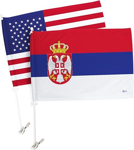 Miniatura 119 de Bandera de Estados Unidos con poste para coche, bandera para carros, 2 unidades, bandera de América, capó para auto, 4 de julio, decoración