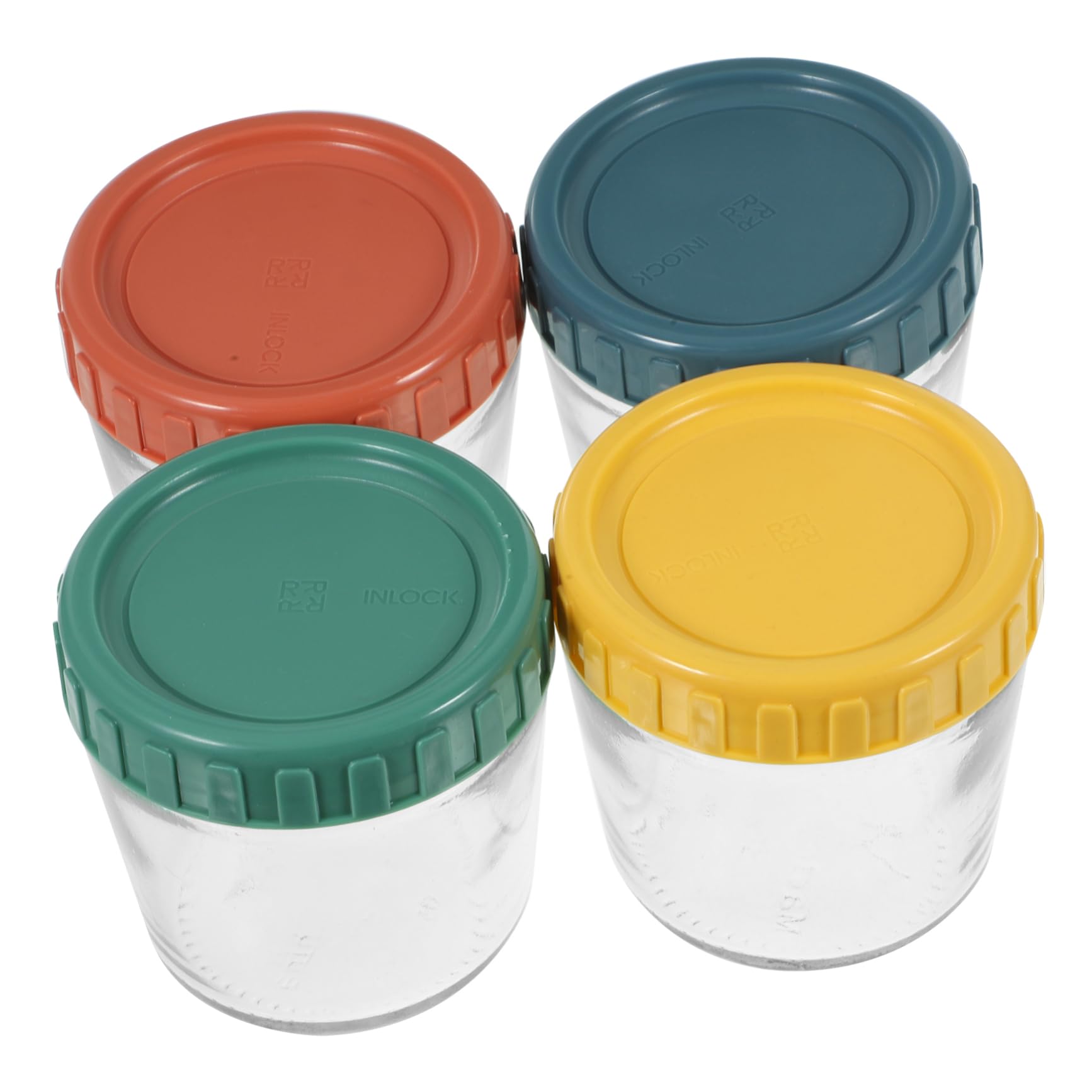 4 piezas Recipientes de Almacenamiento de Vidrio con Tapa y Apilables Tarros de Almacenamiento Reutilizables para Especias y Incluye Funda de Sellado