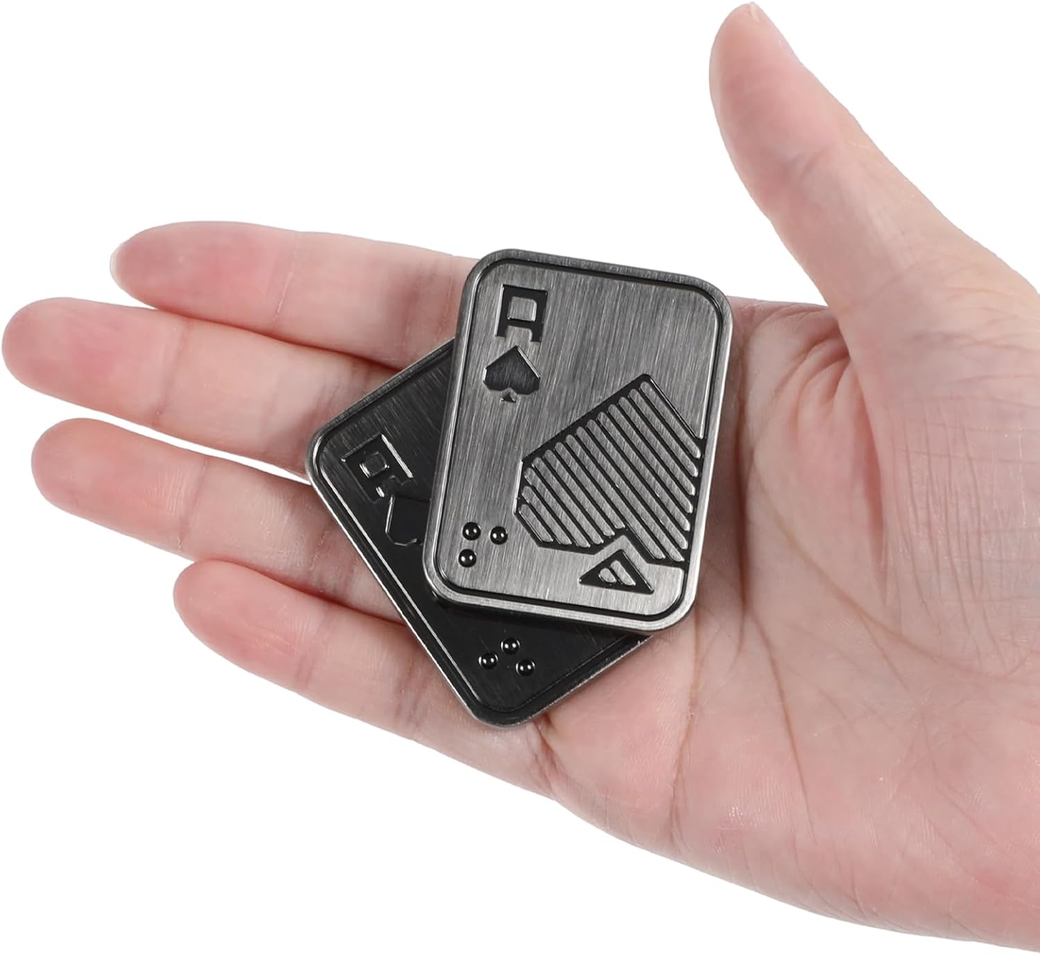 Sibba Fidget Slider Metal Poker Push Card Fidget for Adults Stress Relief Anxiety ADHD Autism Sensory Silver Poker A Push Card Gift Cool Desk Office EDC Gadgets for Men