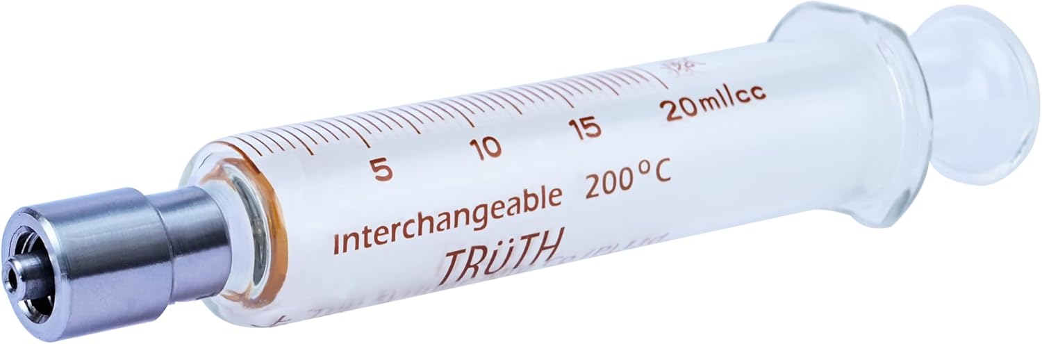 Truth Laboratory Glass Syringe (Stainless Steel (Ss316) Luer Lock Tip (SS-CL) 20ml, (Pack of 1)
