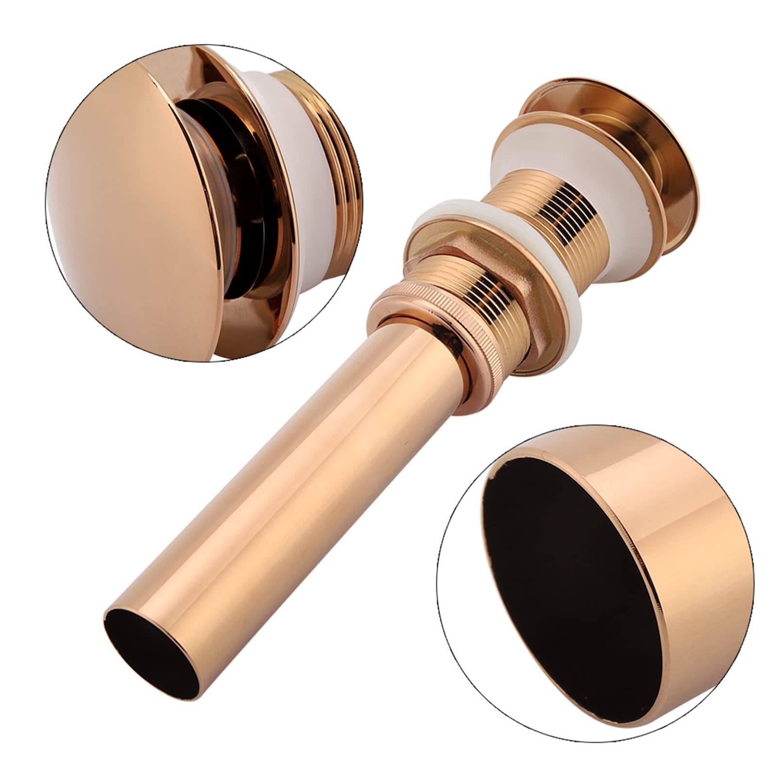 for Pop Up Drain for Pop Up Waste Stopper G1 1/4 Laiton Lavabo Lavabo for Pop Up Drain Assembly Non Overflow (Or Rose)
