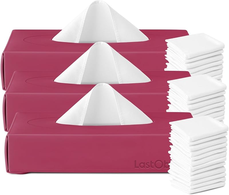 LastTissue® 3 caixas de lenços de algodão reutilizáveis com estojo