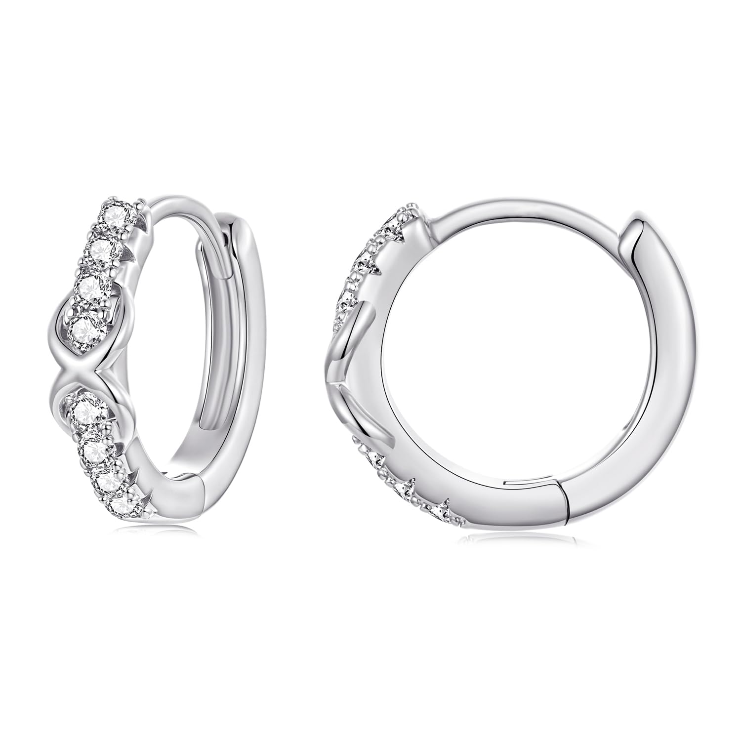 BISAER Silver Huggie Hoop Earrings for Women, 925 Sterling Silver Post Star Small Hoop Earrings Hypoallergenic Lightweight Everyday Jewelry Gift Cute