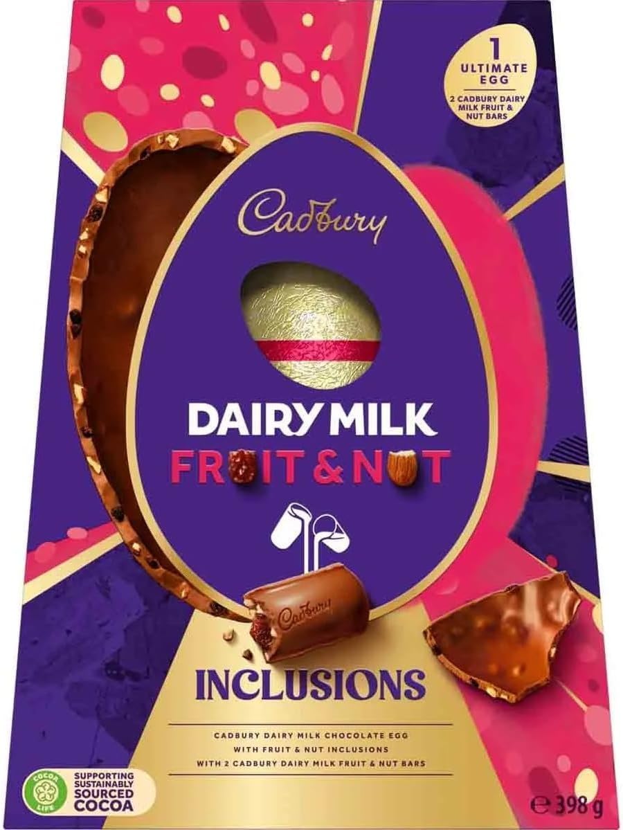 Premium easter eggs chocolate box - Best big size Easter Gift 2k26 (Cadbury Dairy Milk Fruit and Nut Shell Egg 398g)