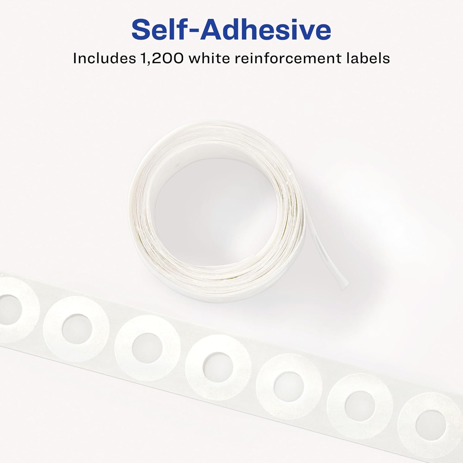 Avery Reinforcement Labels, 1/4" Diameter, Permanent Adhesive, White, Non-Printable, 6 Packs, 1,200 Page Reinforcement Stickers (21919)
