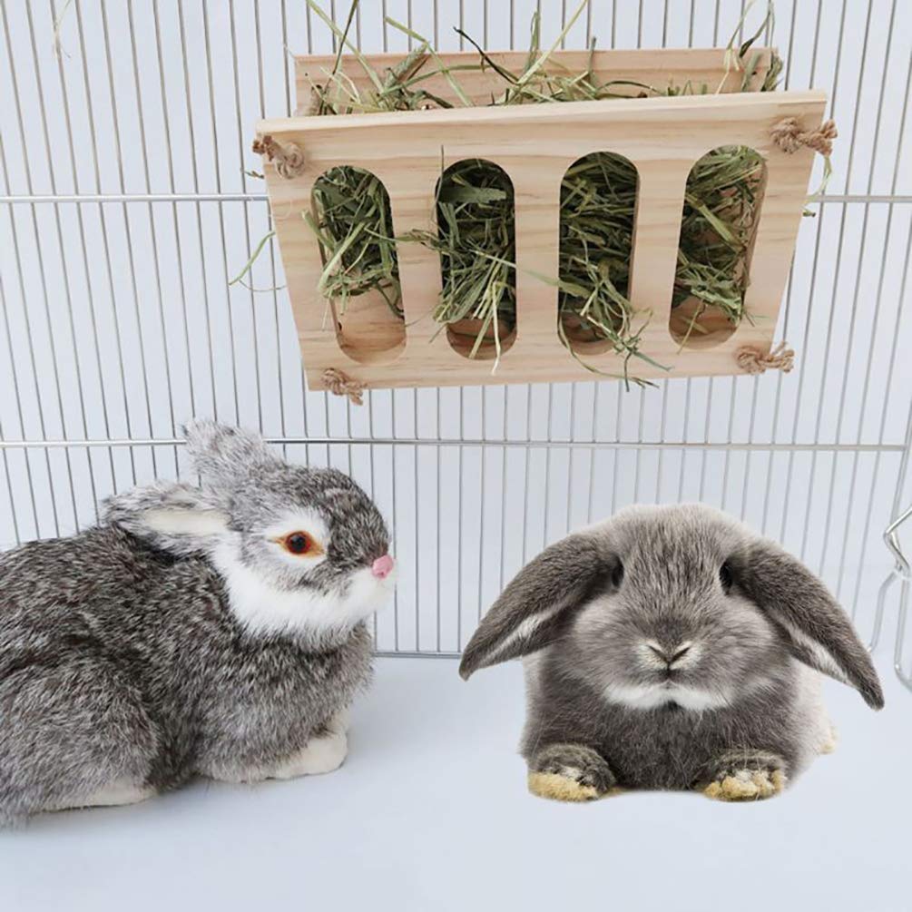 Tfwadmx Bunny Hay Feeder Rabbit Food Dispenser Small Animal Hay Feeder Chinchilla Hay Rack Wooden Hay Manger Rack Holder Minimizing Waste for Guinea Pig Chinchilla Hamster - image 4