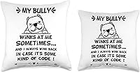 Vista 3 de American Bully Mom tee Winks At Me Sometimes Funny American Bully - Almohada de 16 x 16 pulgadas, multicolor
