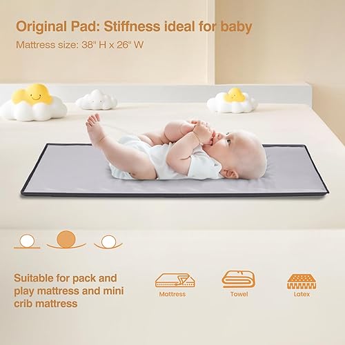 Miniatura 7 de JOYMOR Paquete y juego 4 en 1, moisés de noche para bebé, patio de juegos resistente con alfombrilla acolchada y barra de juguetes con juguetes