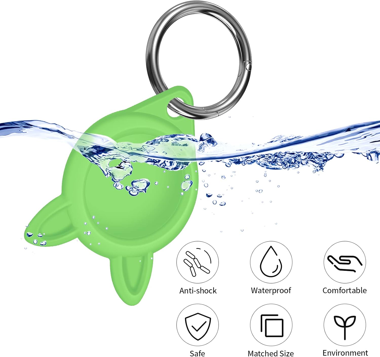 2 pack soft silicone protective cover for airtag with keychain compatible airtag key wallet finder for dog cat pet backpacks luggage glow blue and